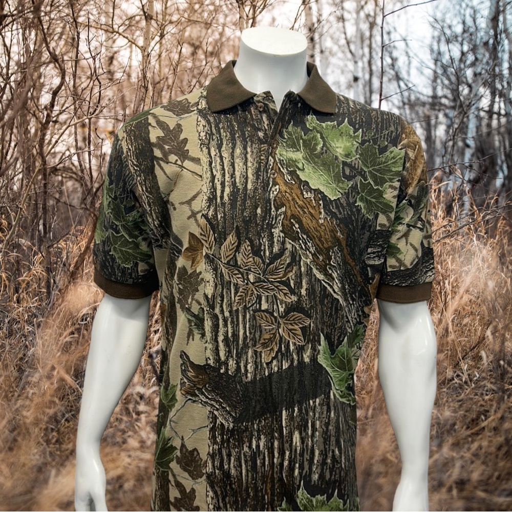 NWT Walls Realtree X-Tra Camo Camouflage Pique Cotton Men's Polo Shirt L Regular